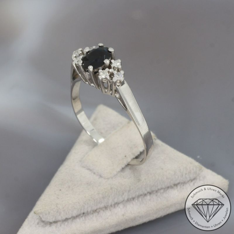 Wert 850 € Diamant Saphir Ring in 585er 14 K Weißgold - 96872