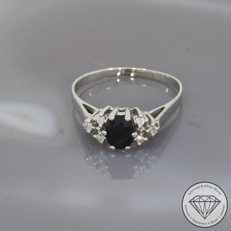 Wert 850 € Diamant Saphir Ring in 585er 14 K Weißgold - 96872