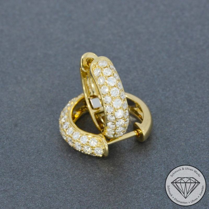 Wert 3930 € Brillant Creolen (0,97 carat) in 585er 14 K Gelbgold - H1053