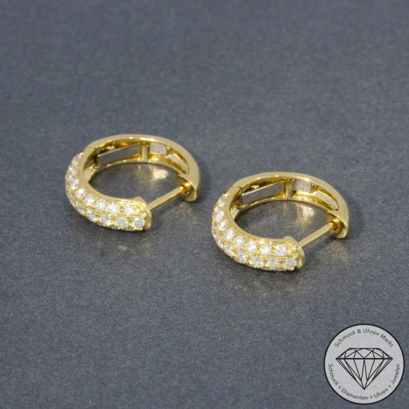 Wert 3930 € Brillant Creolen (0,97 carat) in 585er 14 K Gelbgold - H1053
