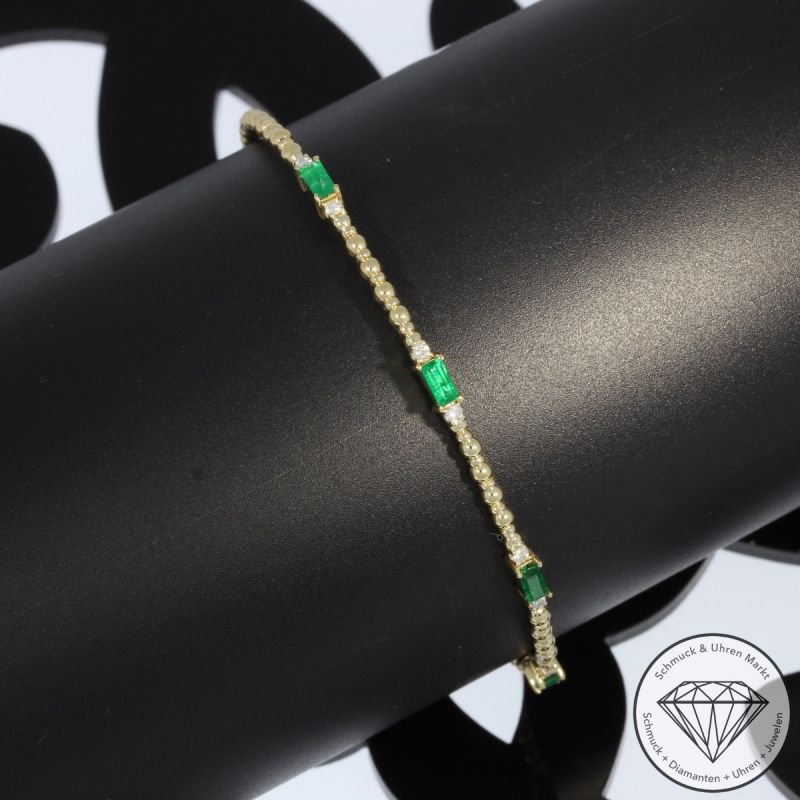 Wert 2700 € Brillant Smaragd Armreif in 585er 14 K Gelbgold - H1102