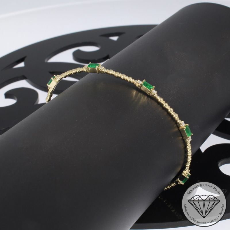 Wert 2700 € Brillant Smaragd Armreif in 585er 14 K Gelbgold - H1102