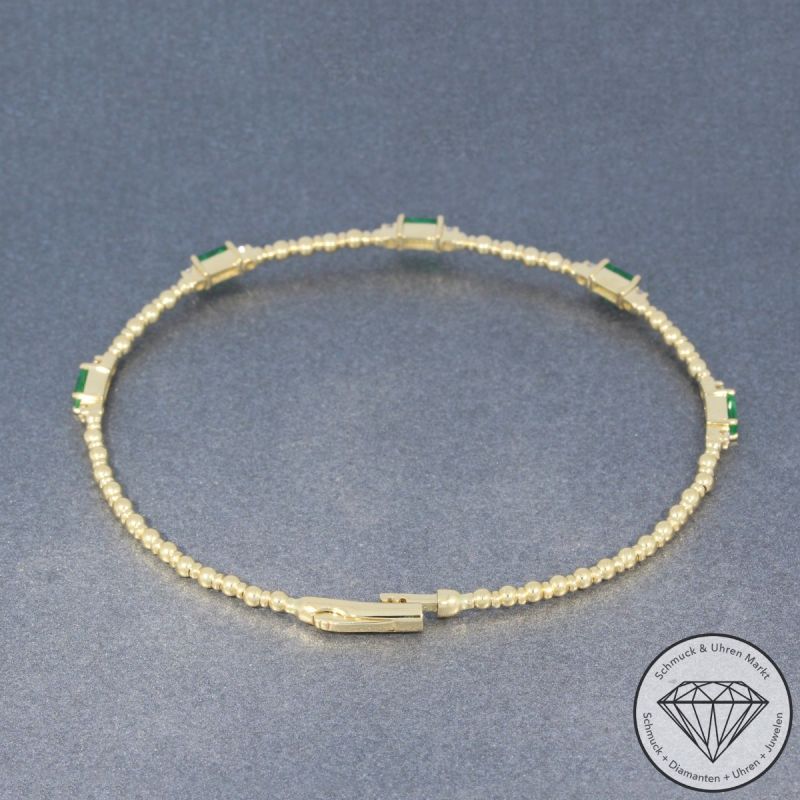 Wert 2700 € Brillant Smaragd Armreif in 585er 14 K Gelbgold - H1102