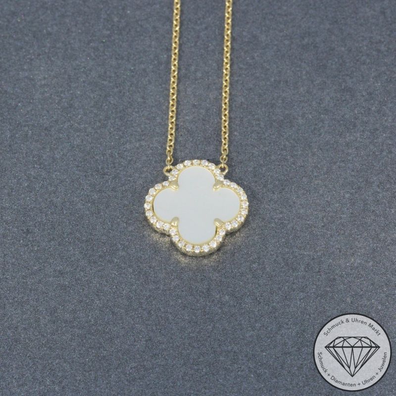 Wert 1490 € Brillant Perlmutt Collier in 585er 14 K Gelbgold - H1111