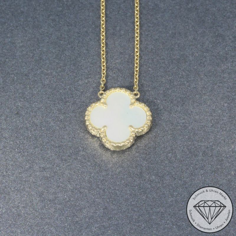 Wert 1490 € Brillant Perlmutt Collier in 585er 14 K Gelbgold - H1111