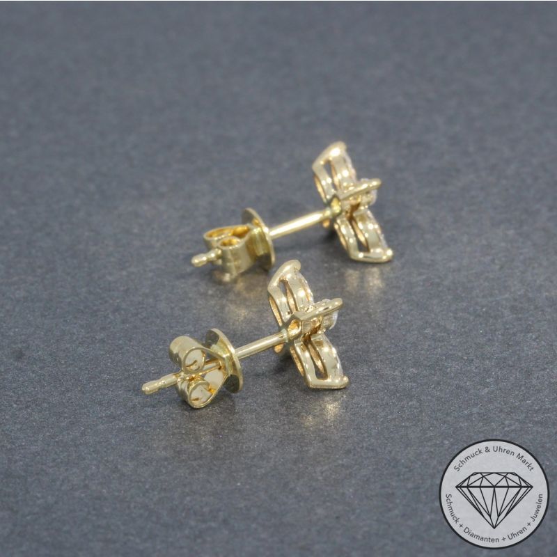 Wert 2040 € Diamant Blumen Ohrringe (0,35 carat) in 585er 14 K Gelbgold - H1066