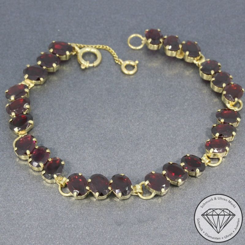 Wert 1340 € Granat Armband in 333er 8 K Gelbgold - 96922