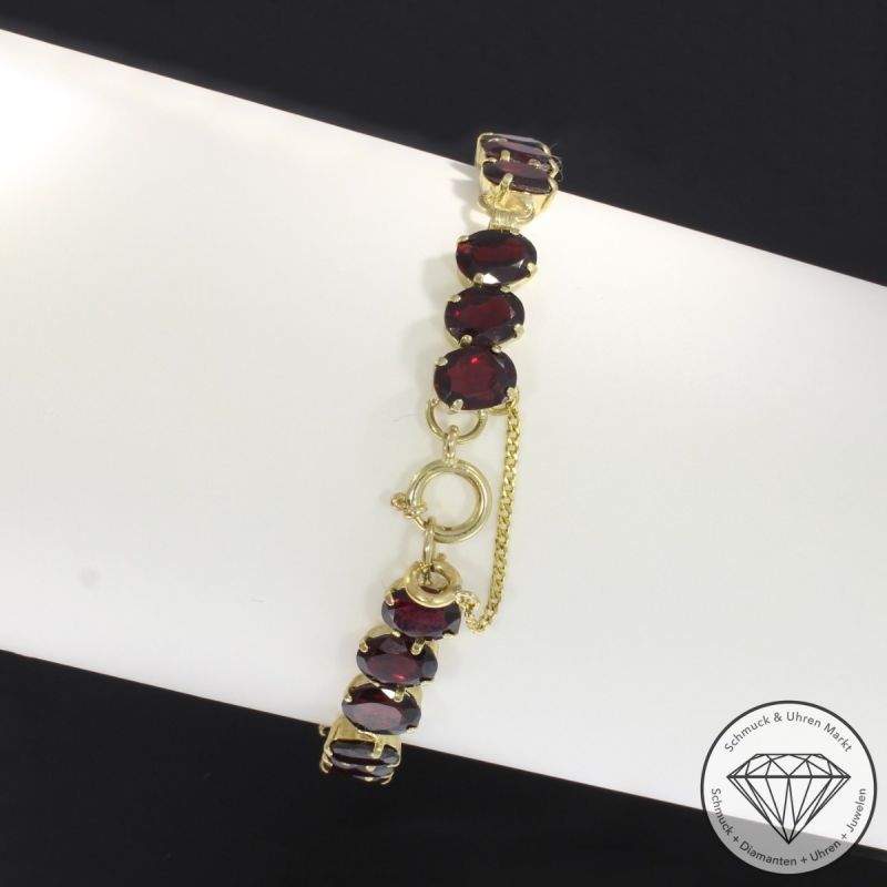 Wert 1340 € Granat Armband in 333er 8 K Gelbgold - 96922