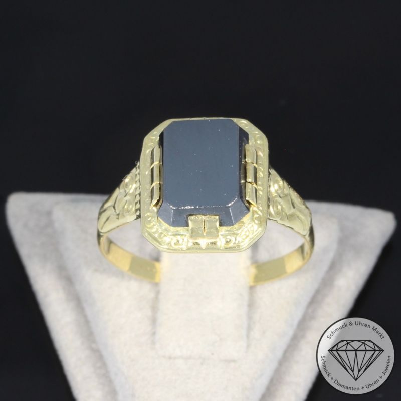 Wert 590 € Hämatit Ring in 585er 14 K Gelbgold - 96944