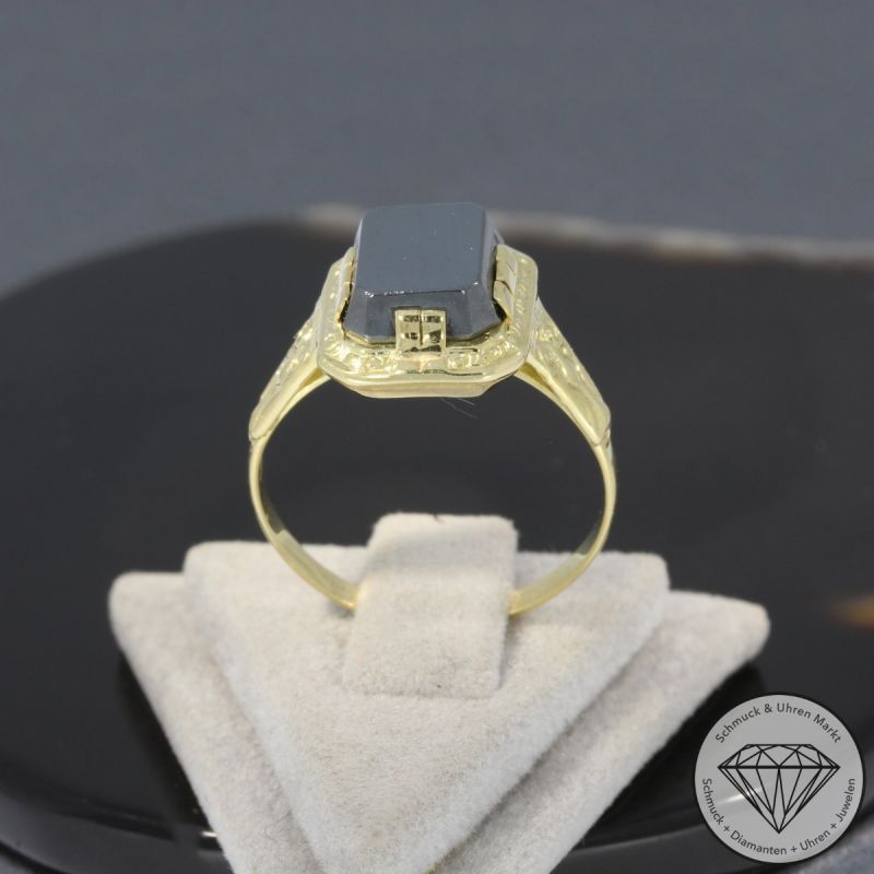 Wert 590 € Hämatit Ring in 585er 14 K Gelbgold - 96944
