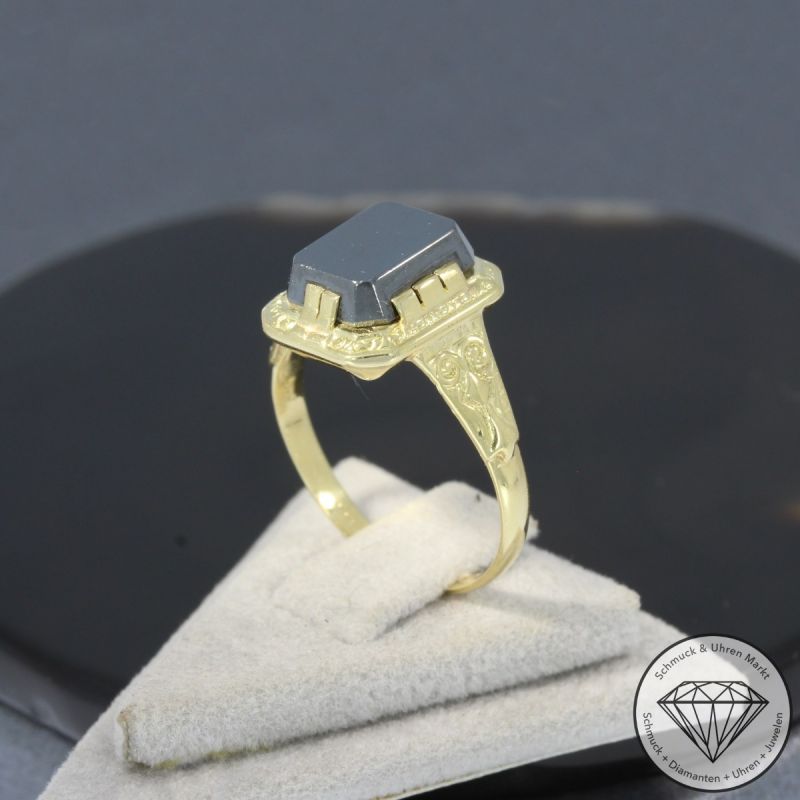 Wert 590 € Hämatit Ring in 585er 14 K Gelbgold - 96944