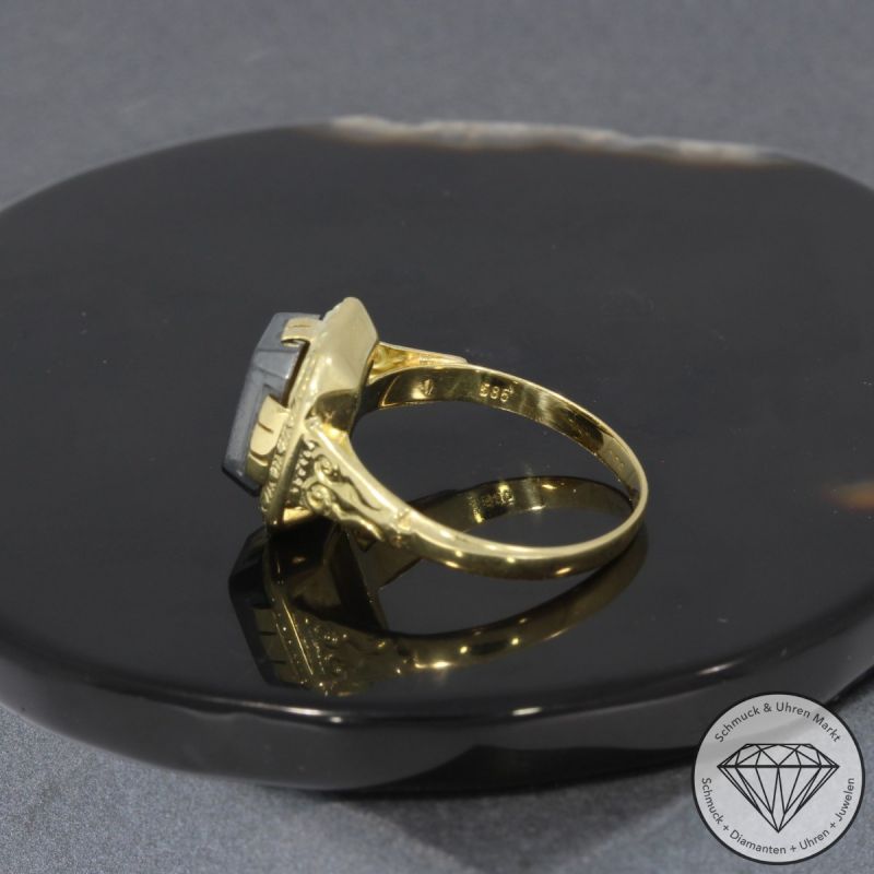 Wert 590 € Hämatit Ring in 585er 14 K Gelbgold - 96944