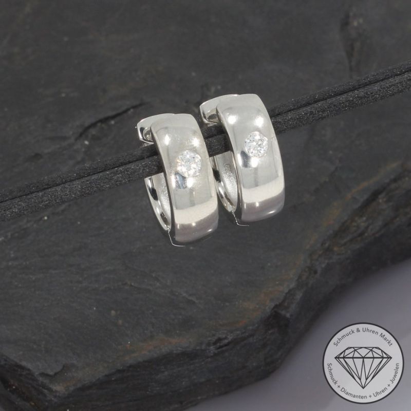 Wert 2980 € Solitär Brillant Creolen (ca. 0,20 carat) in 585er 14 K Weißgold - 96970
