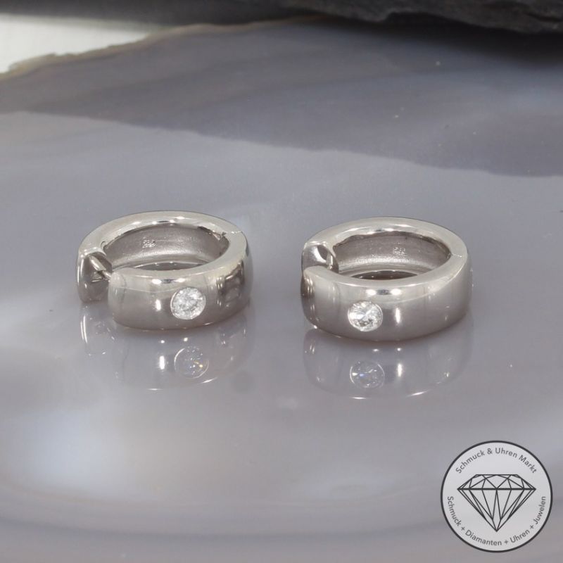 Wert 2980 € Solitär Brillant Creolen (ca. 0,20 carat) in 585er 14 K Weißgold - 96970