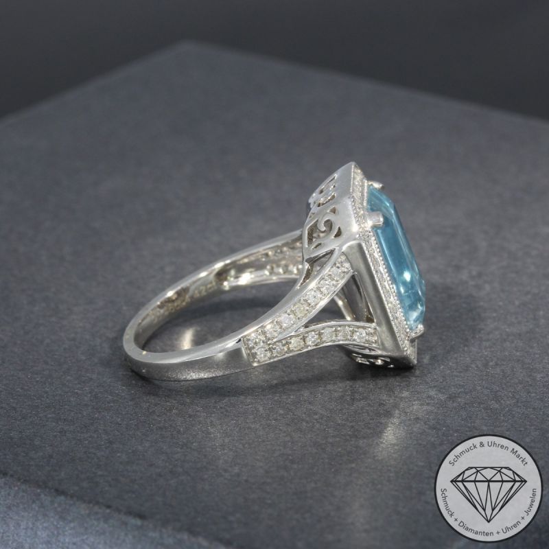 Wert 5050 € Brillant Aquamarin Ring in 750er 18 K Weißgold - 97024