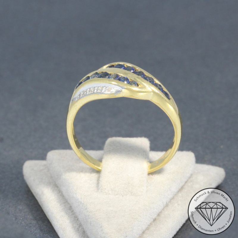 Wert 990 € Diamant Saphir Ring in 750er 18 K Gelbgold - 97110