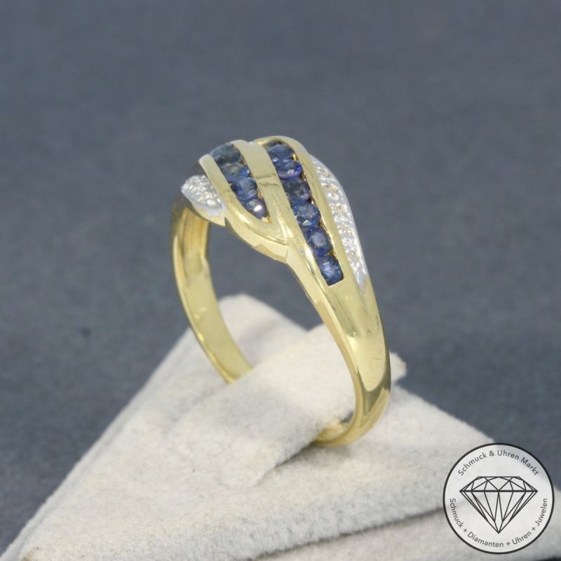 Wert 990 € Diamant Saphir Ring in 750er 18 K Gelbgold - 97110
