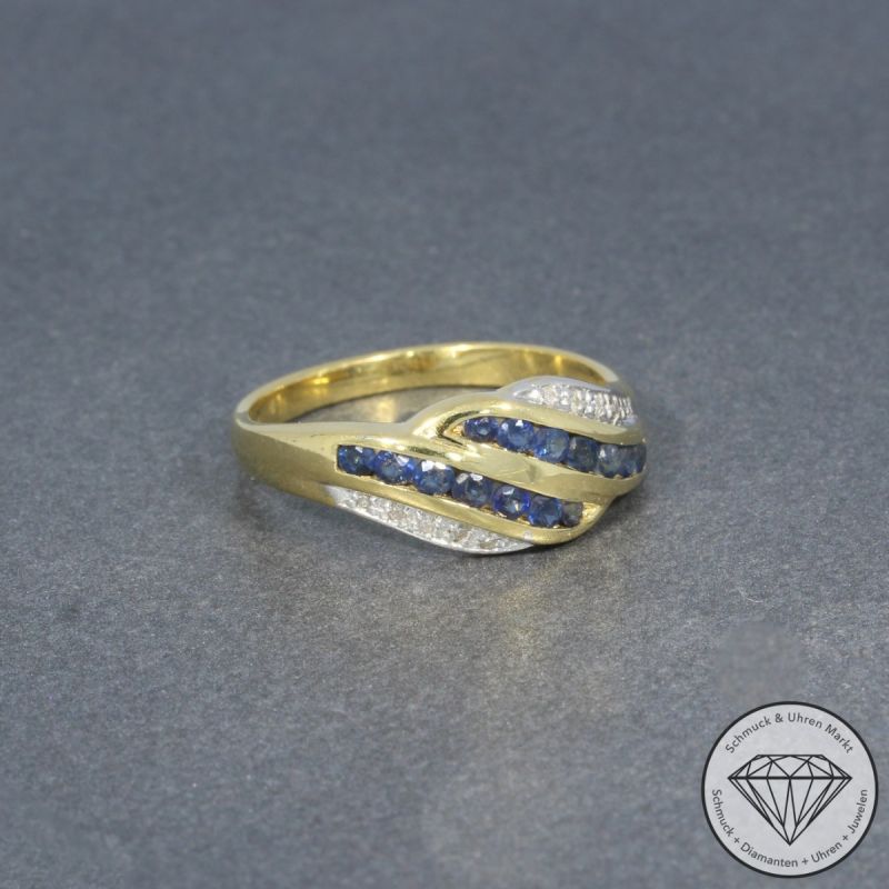 Wert 990 € Diamant Saphir Ring in 750er 18 K Gelbgold - 97110