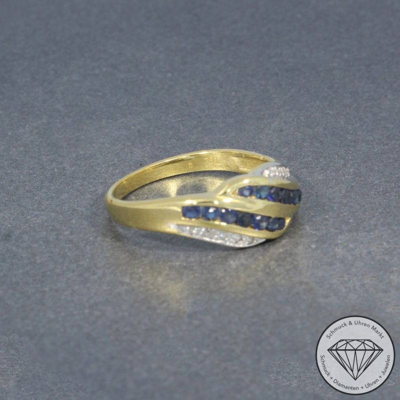 Wert 990 € Diamant Saphir Ring in 750er 18 K Gelbgold - 97110