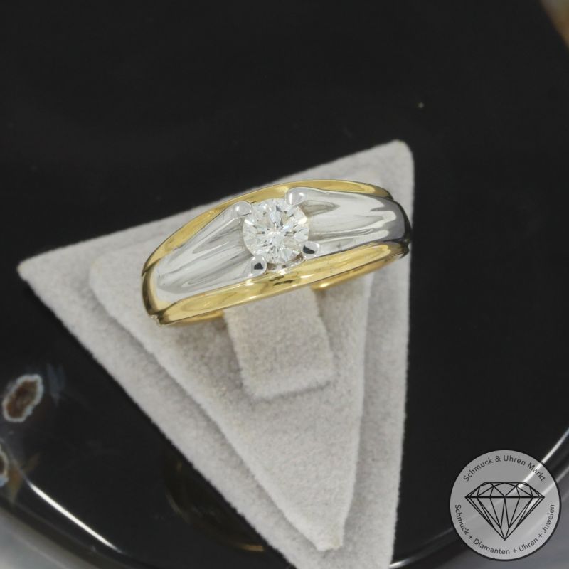 Wert 4900 € Solitär Brillant Ring 750er/18 Karat Gelb und Weiß Gold Größe 63 – 97118