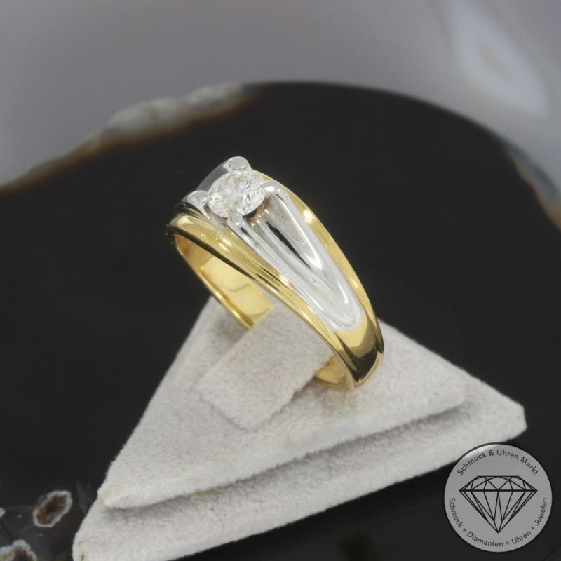 Wert 4900 € Solitär Brillant Ring 750er/18 Karat Gelb und Weiß Gold Größe 63 – 97118