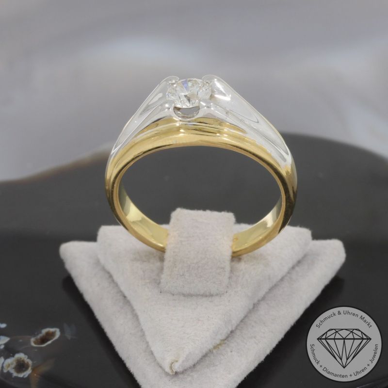Wert 4900 € Solitär Brillant Ring 750er/18 Karat Gelb und Weiß Gold Größe 63 – 97118