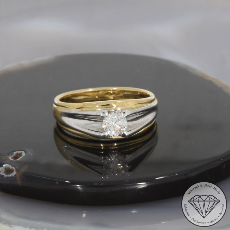 Wert 4900 € Solitär Brillant Ring 750er/18 Karat Gelb und Weiß Gold Größe 63 – 97118