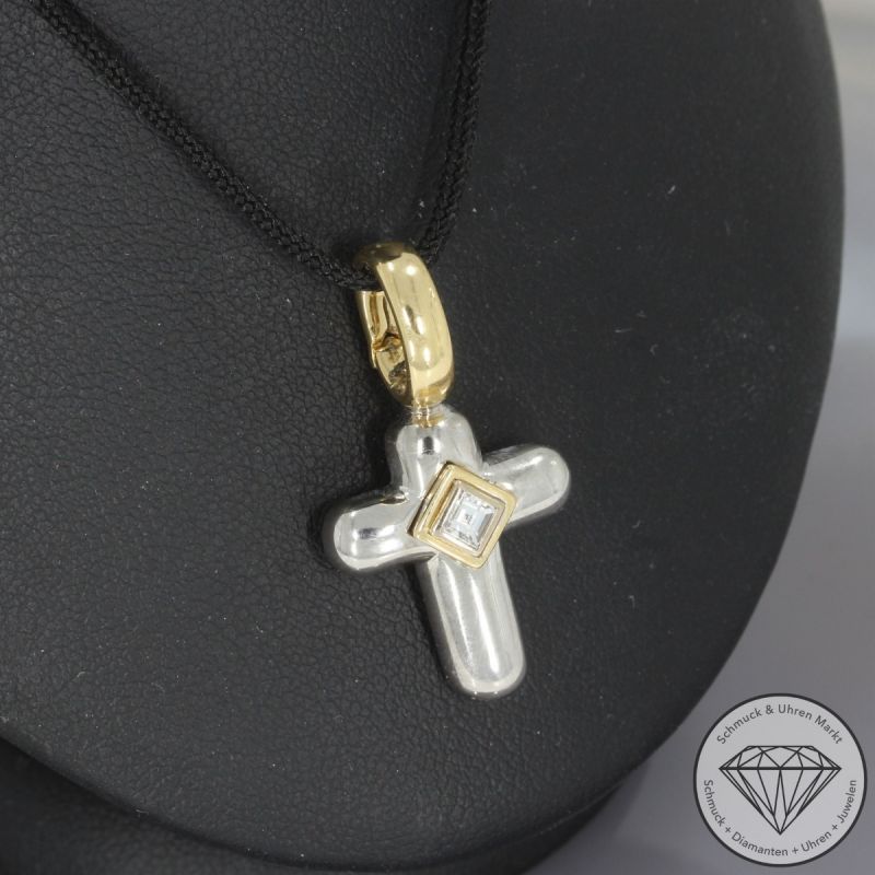 Sale! Wert 3250 € Leo Wittwer Diamant Anhänger Kreuz in 750er 18 K Gold - 97162