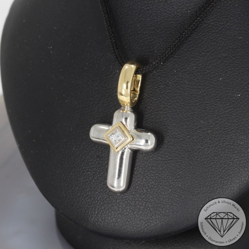 Sale! Wert 3250 € Leo Wittwer Diamant Anhänger Kreuz in 750er 18 K Gold - 97162