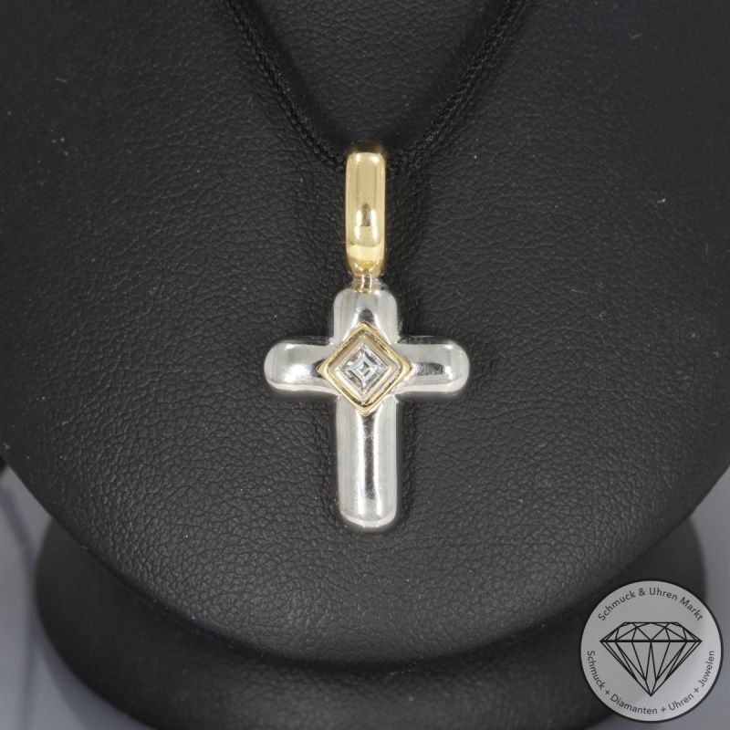 Sale! Wert 3250 € Leo Wittwer Diamant Anhänger Kreuz in 750er 18 K Gold - 97162