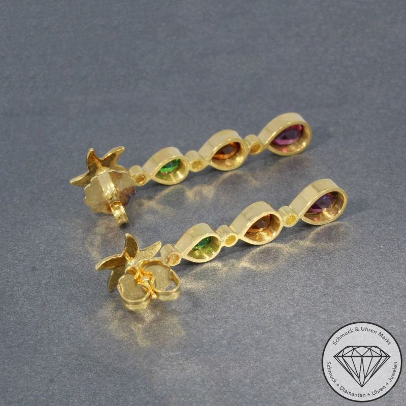 Sale! Wert 3690 € Brillant Peridot Granat Citrin Ohrringe in 750er 18 K Gelbgold - 97169