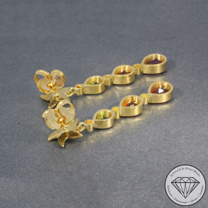 Sale! Wert 3690 € Brillant Peridot Granat Citrin Ohrringe in 750er 18 K Gelbgold - 97169