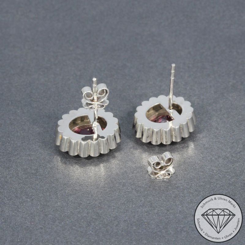 Sale! Wert 2500 € Brillant Turmalin Ohrstecker in 585er 14 K Weißgold - 97174