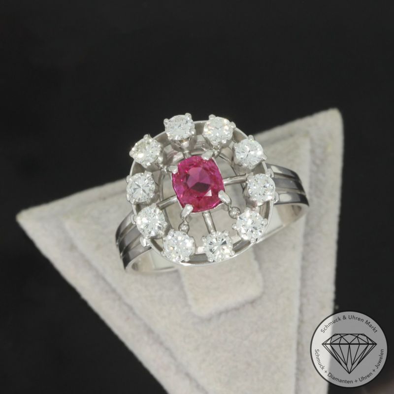 Wert 2600 € Brillant Rubin Ring in 585er 14 K Weißgold - 97193