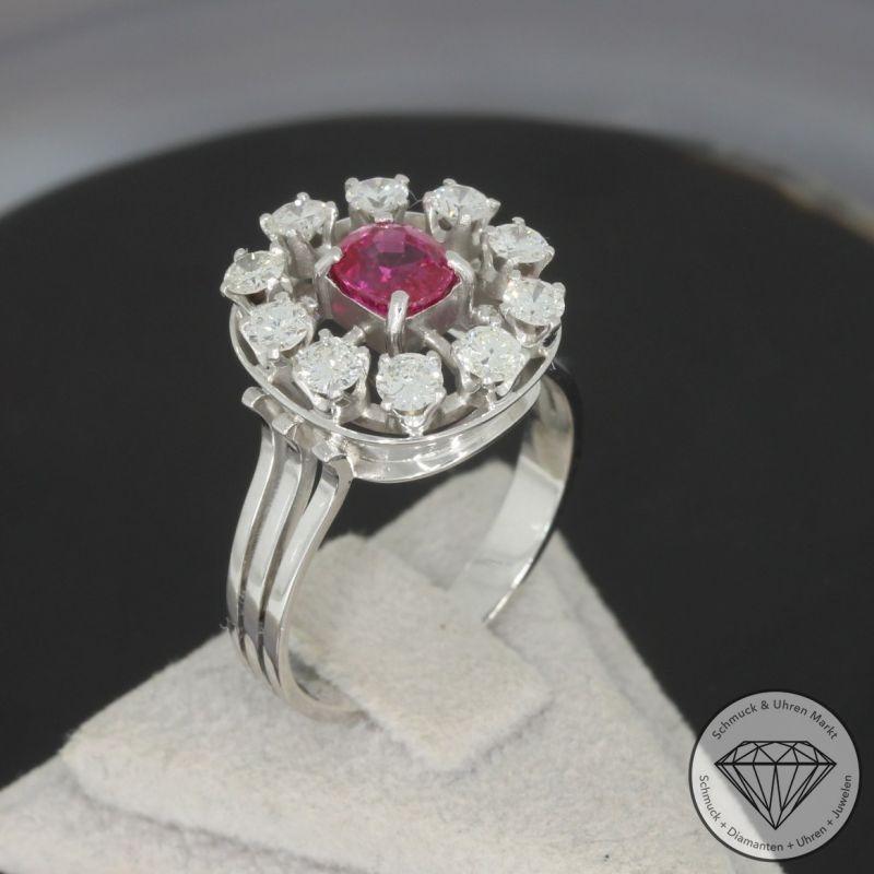 Wert 2600 € Brillant Rubin Ring in 585er 14 K Weißgold - 97193