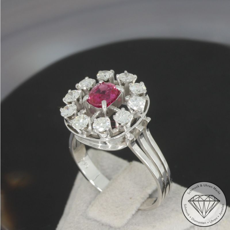 Wert 2600 € Brillant Rubin Ring in 585er 14 K Weißgold - 97193