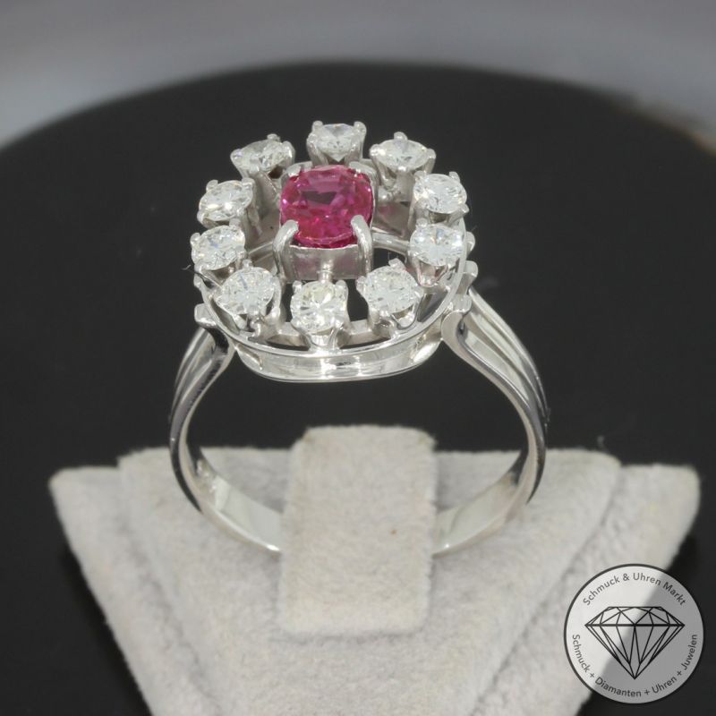 Wert 2600 € Brillant Rubin Ring in 585er 14 K Weißgold - 97193