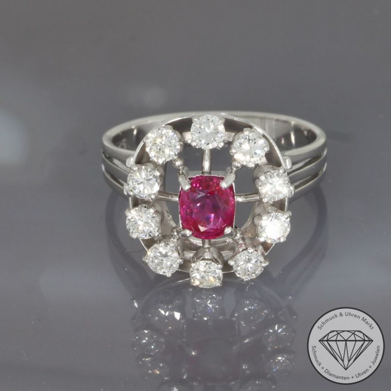 Wert 2600 € Brillant Rubin Ring in 585er 14 K Weißgold - 97193