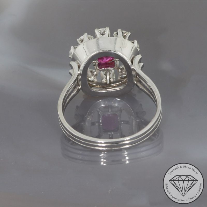 Wert 2600 € Brillant Rubin Ring in 585er 14 K Weißgold - 97193