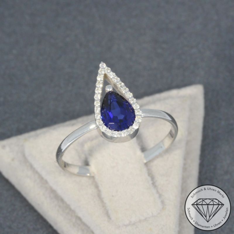Sale! Wert 1240 € Brillant Saphir Ring in 585er 14 K Weißgold - H1314