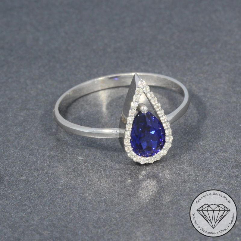 Sale! Wert 1240 € Brillant Saphir Ring in 585er 14 K Weißgold - H1314