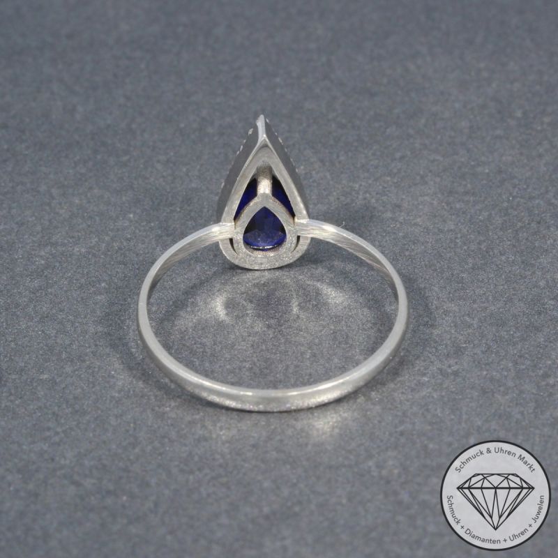 Sale! Wert 1240 € Brillant Saphir Ring in 585er 14 K Weißgold - H1314