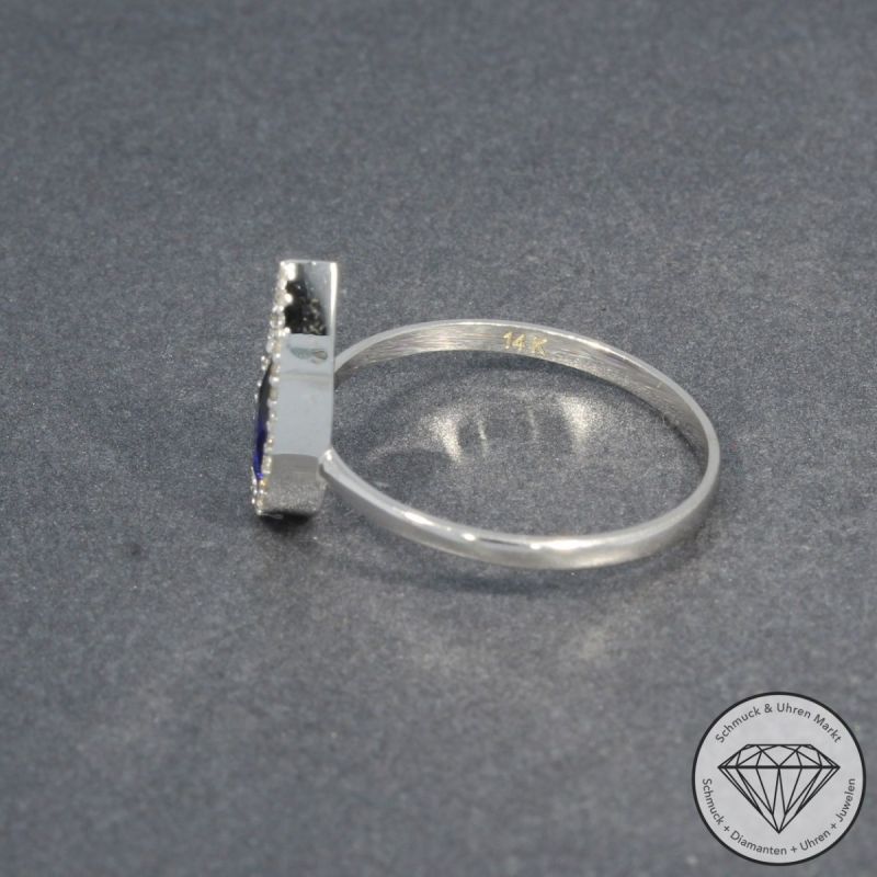 Wert 1240 € Brillant Saphir Ring in 585er 14 K Weißgold Gr. 55,5 - H1464