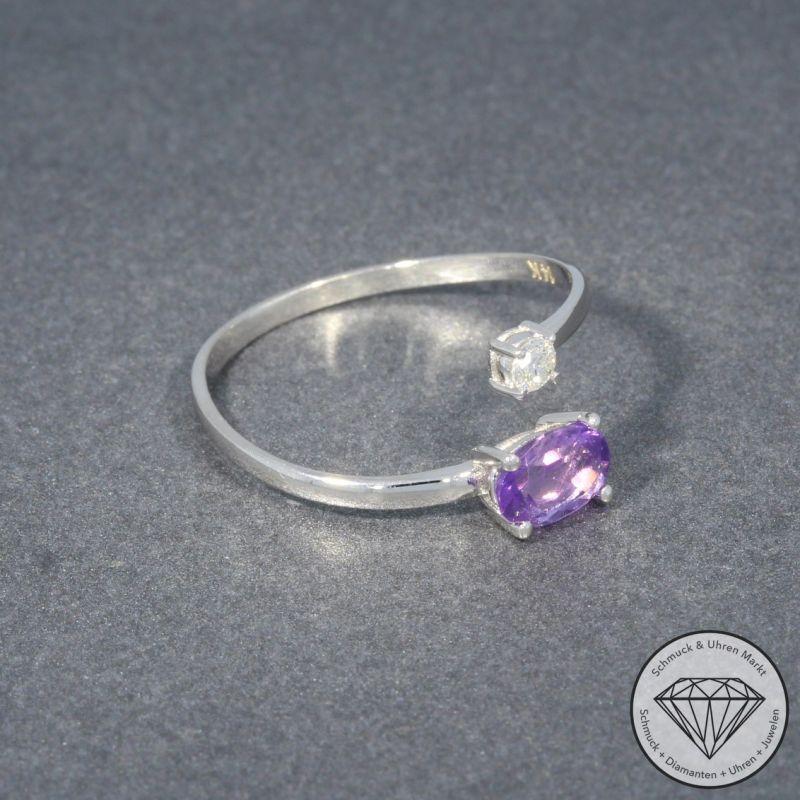 Sale! Wert 750 € Brillant Amethyst Ring in 585er 14 K Weißgold Gr.54 - H1257