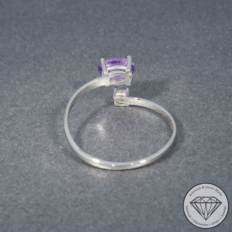 Sale! Wert 750 € Brillant Amethyst Ring in 585er 14 K Weißgold Gr.54 - H1257