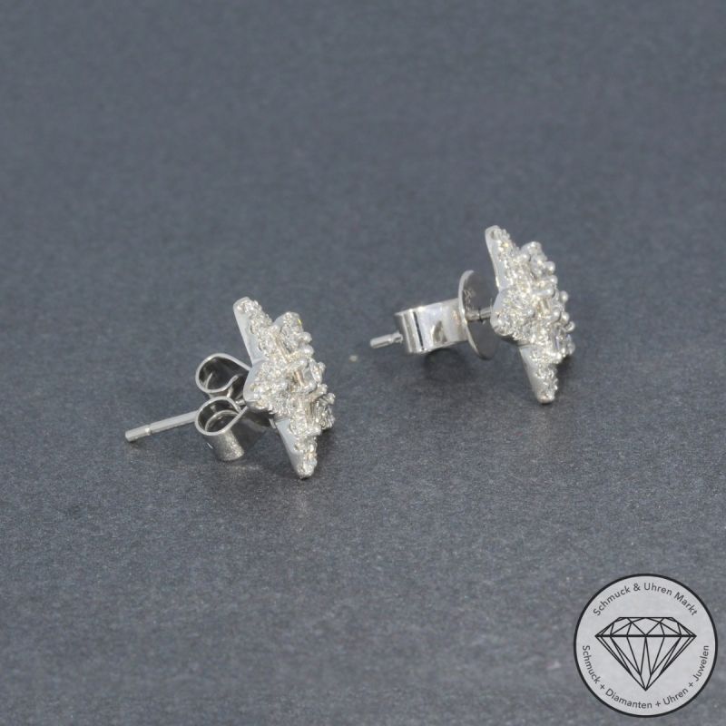 Sale! Wert 2700 € Brillant Diamant Stern Ohrringe in 750er 18 K Weißgold - H1512
