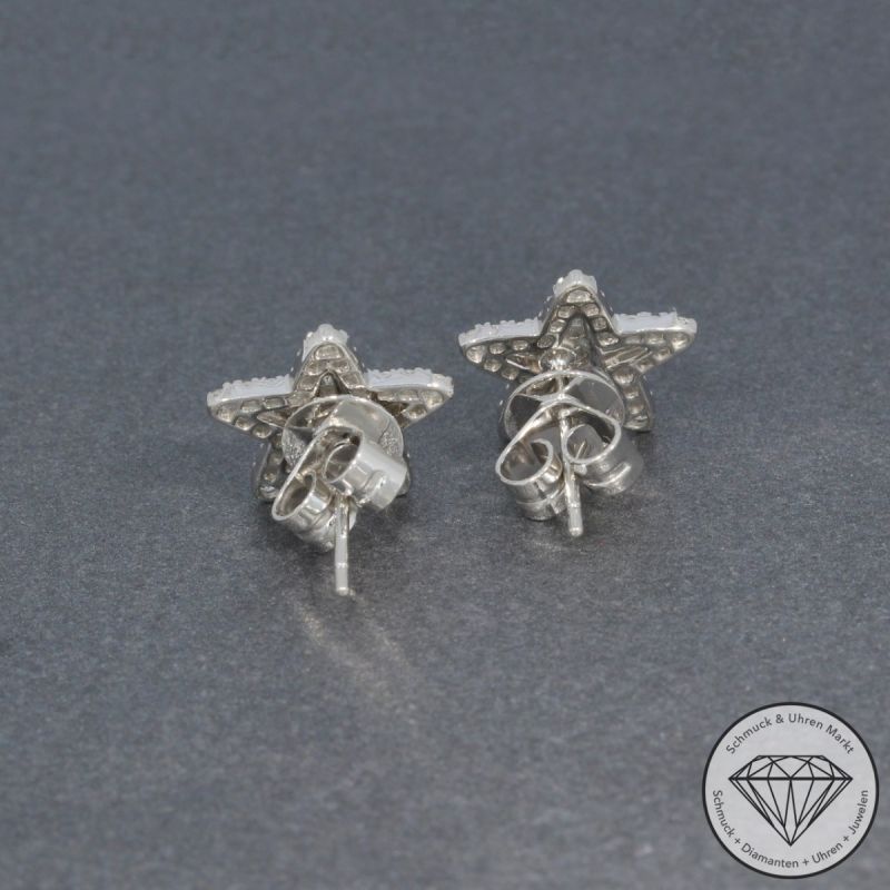 Sale! Wert 2700 € Brillant Diamant Stern Ohrringe in 750er 18 K Weißgold - H1512
