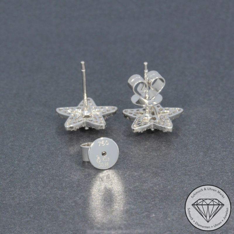 Sale! Wert 2700 € Brillant Diamant Stern Ohrringe in 750er 18 K Weißgold - H1512