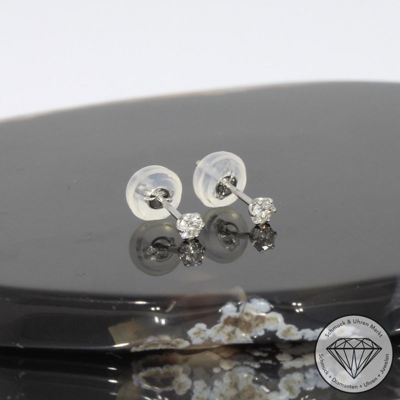 Wert 450 € Solitär Brillant Ohrringe (0,10 carat) in 900er Platin - H1356