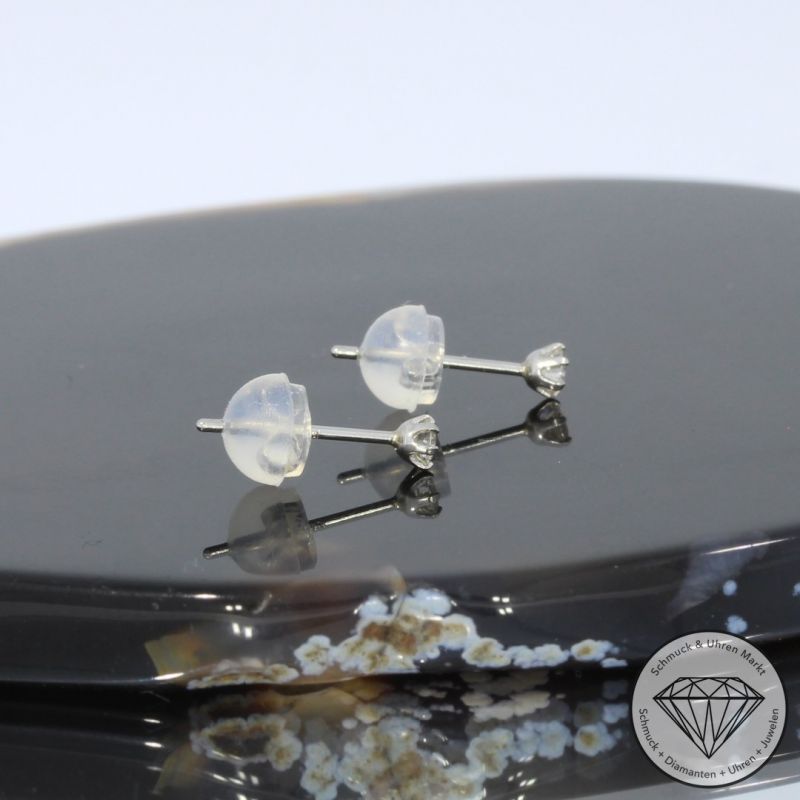 Wert 450 € Solitär Brillant Ohrringe (0,10 carat) in 900er Platin - H1356